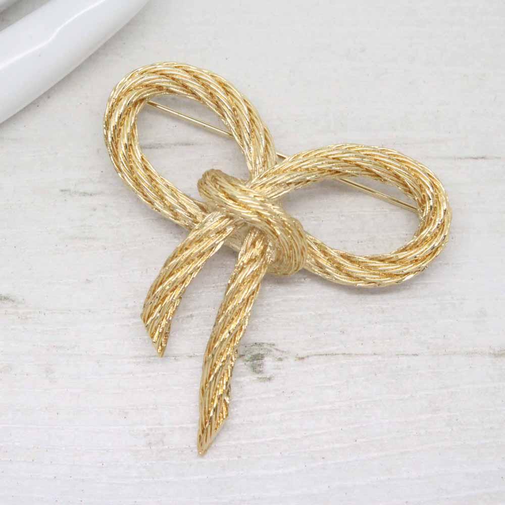 Vintage Christian Dior Yellow Gold Plated Bow Brooch