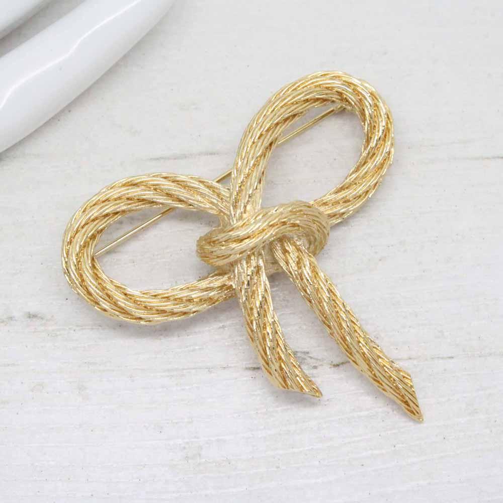 Vintage Christian Dior Yellow Gold Plated Bow Brooch