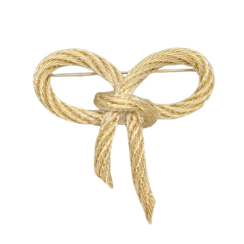 Vintage Christian Dior Yellow Gold Plated Bow Brooch