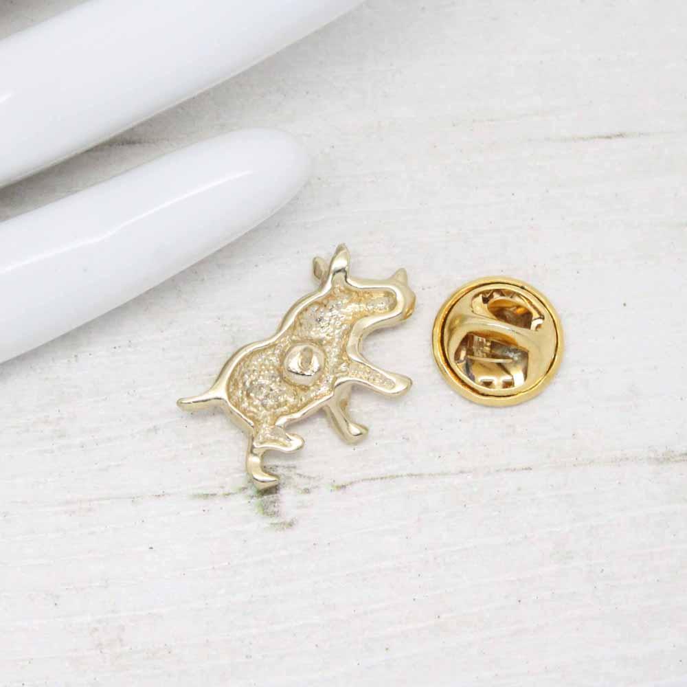 Vintage ‘Cabouchon’ Gold Plated Rhino Clutch Pin Brooch
