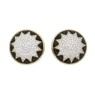Vintage Swarovski Crystal Statement Sunburst Clip On Earrings