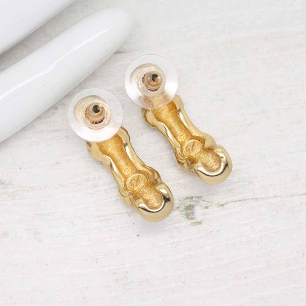 Vintage Swarovski Crystal Gold Bar Hoop Earrings