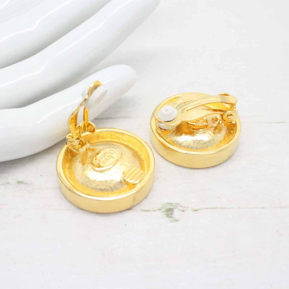 Joan Rivers Pink Crystal Gold Circle Clip-On Earrings