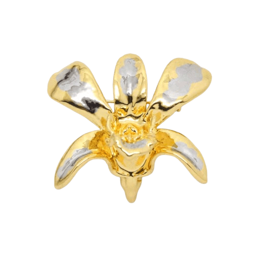 Risis Vintage Golden Orchid Brooch (Gold and Palladium)