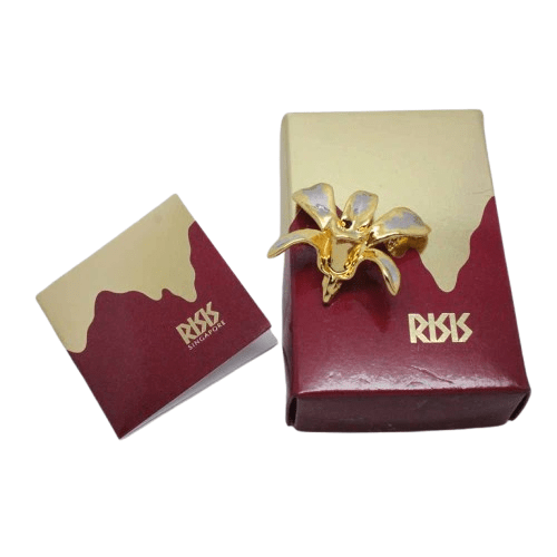 Risis Vintage Golden Orchid Brooch (Gold and Palladium)