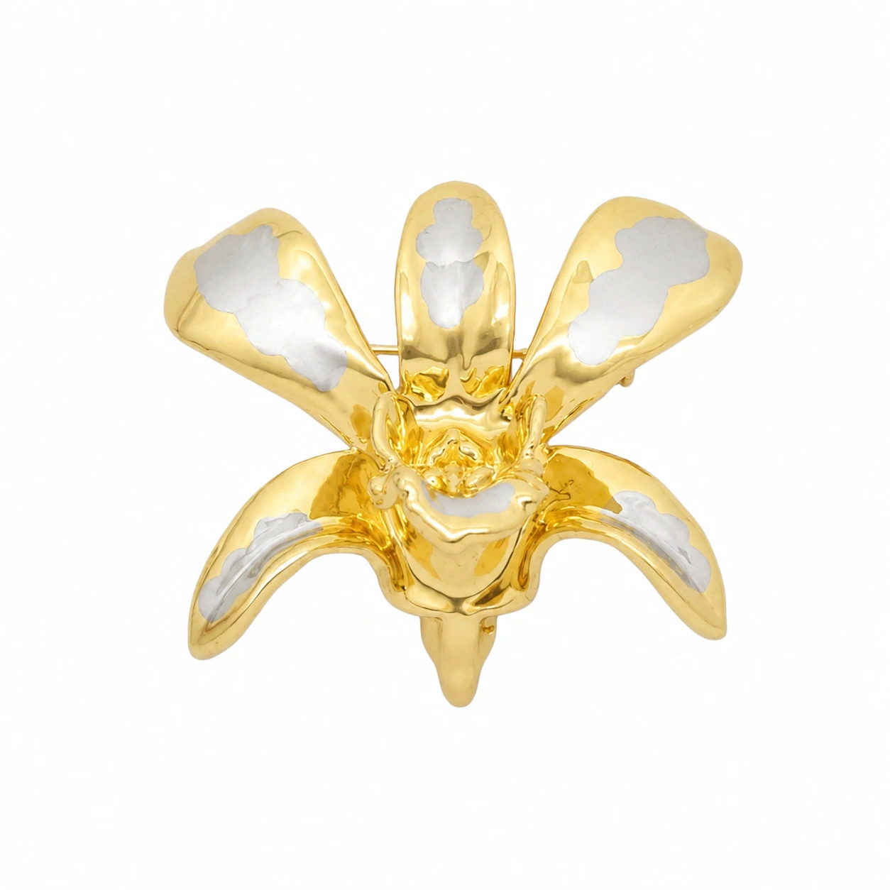 Risis Vintage Golden Orchid Brooch (Gold and Palladium)