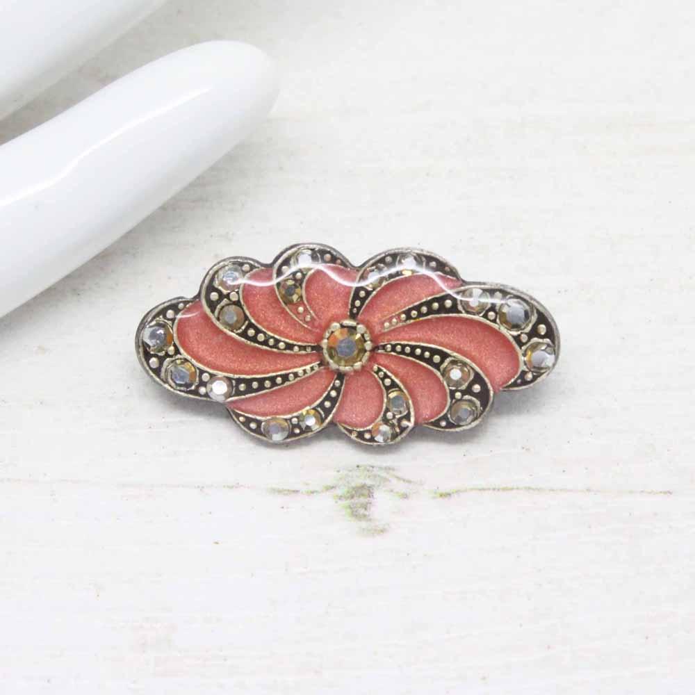 Vintage Catherine Popesco France Pink Enamel and Crystal Brooch