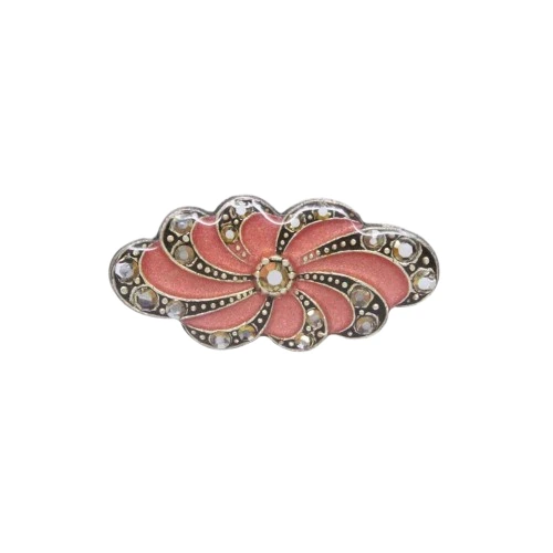 Vintage Catherine Popesco France Pink Enamel and Crystal Brooch