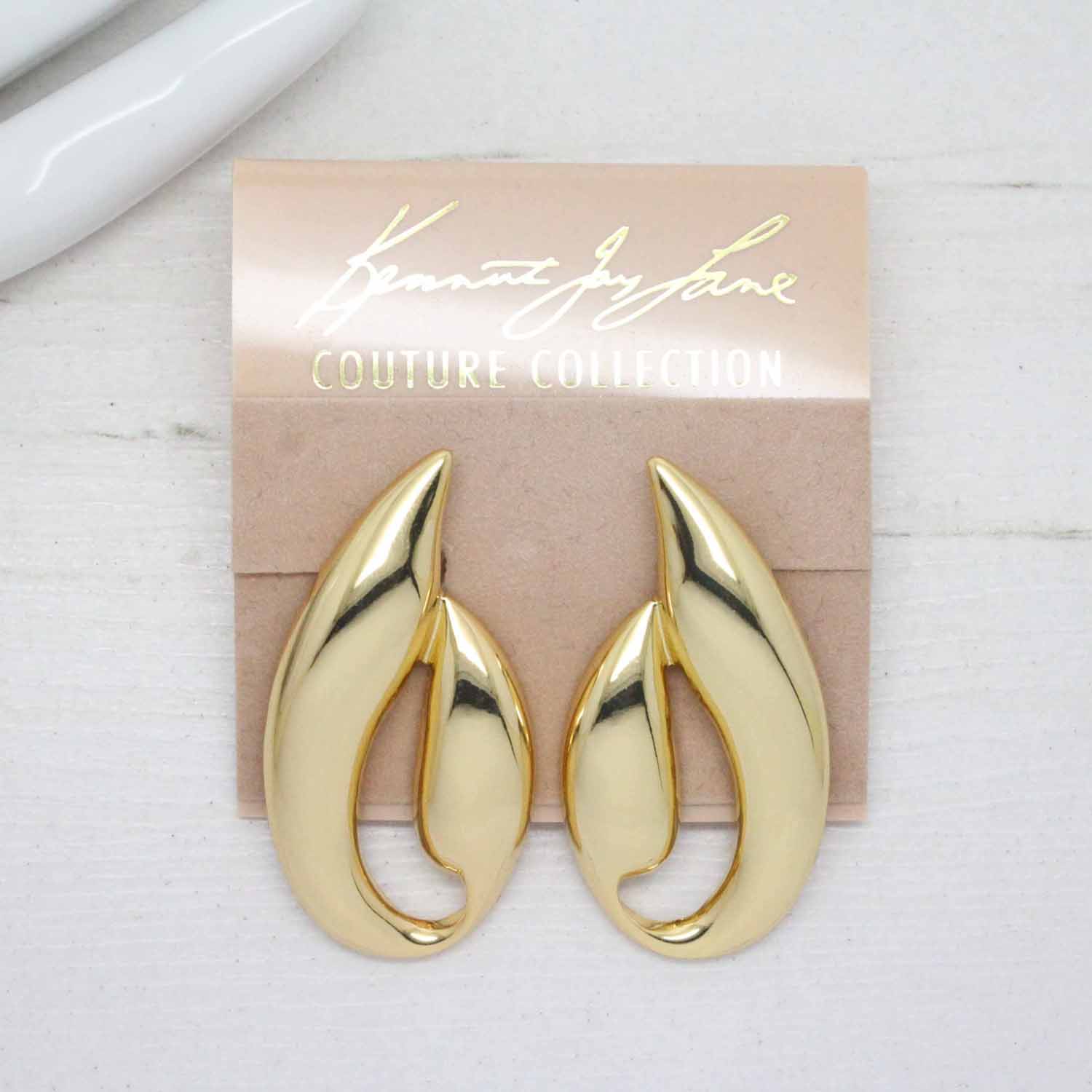 Kenneth Jay Lane Gold Plated Abstract Sculptural Stud Earrings