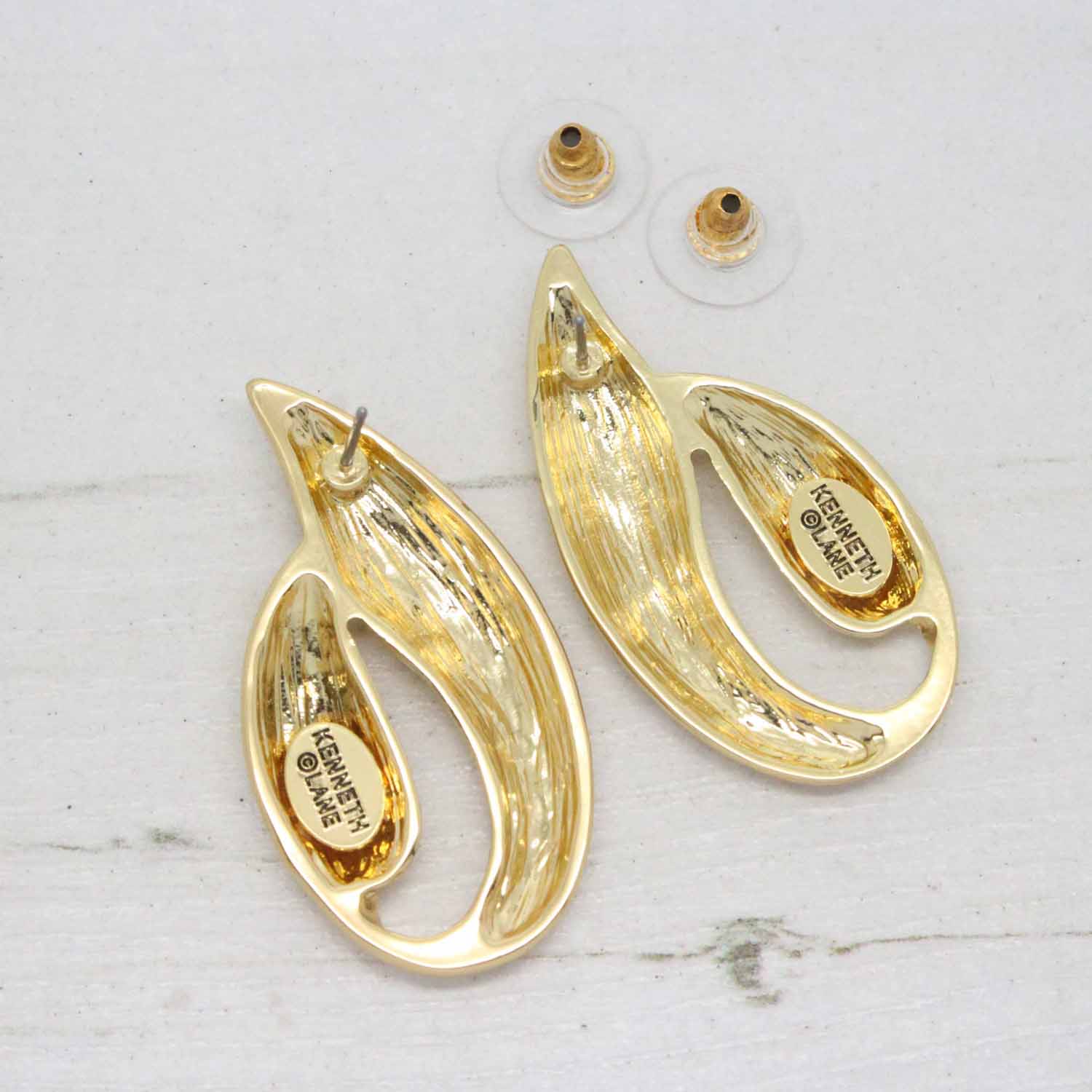 Kenneth Jay Lane Gold Plated Abstract Sculptural Stud Earrings