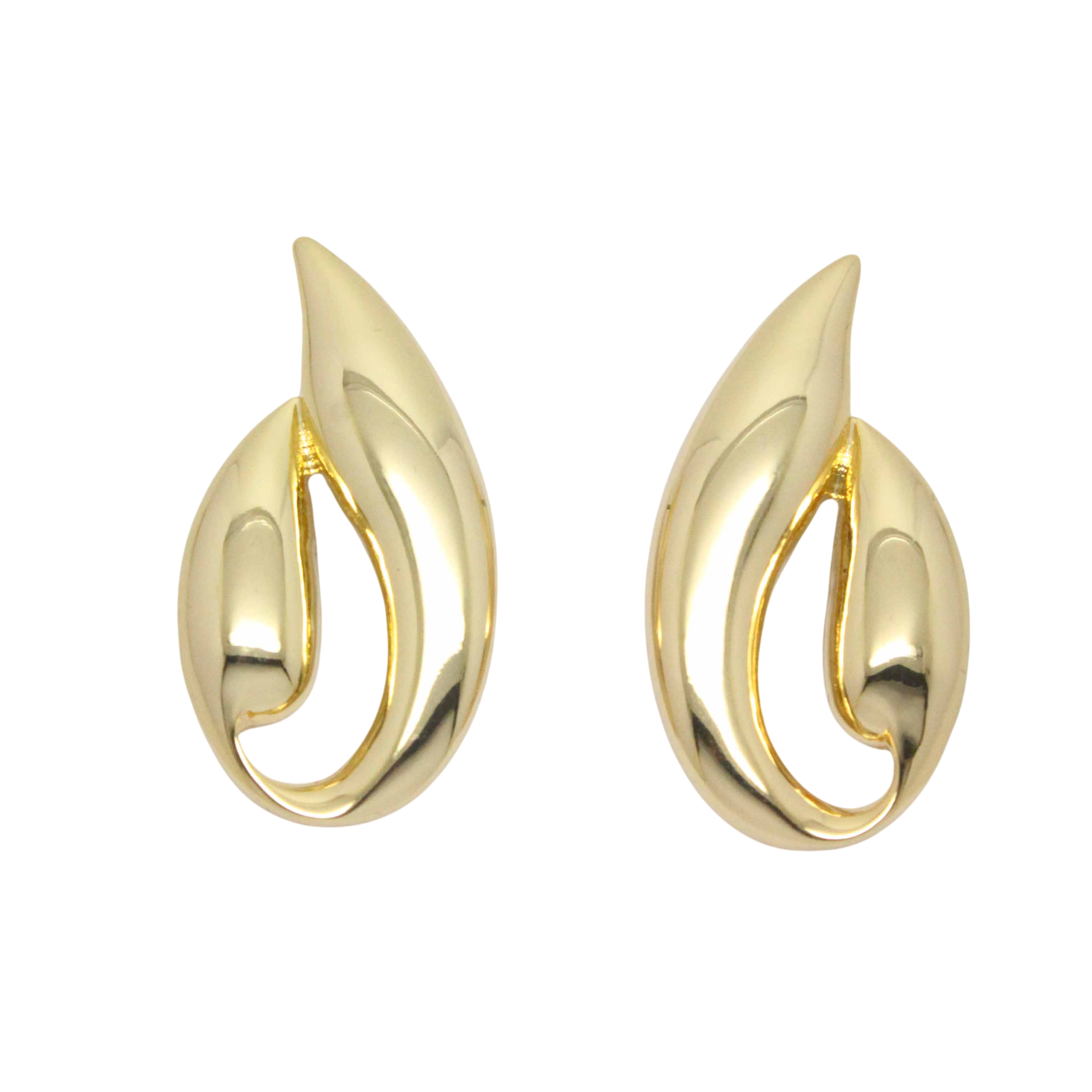 Kenneth Jay Lane Gold Plated Abstract Sculptural Stud Earrings