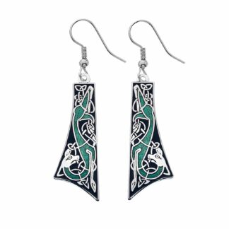 Sea Gems Cloisonne Enamel Celtic Dog Tie Shape Drop Earrings